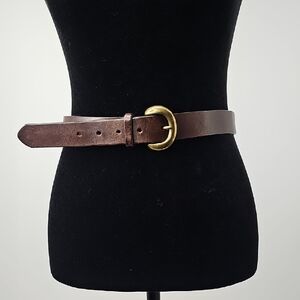 Express Rustic Brown‎ Genuine Leather Belt w Gold Buckle